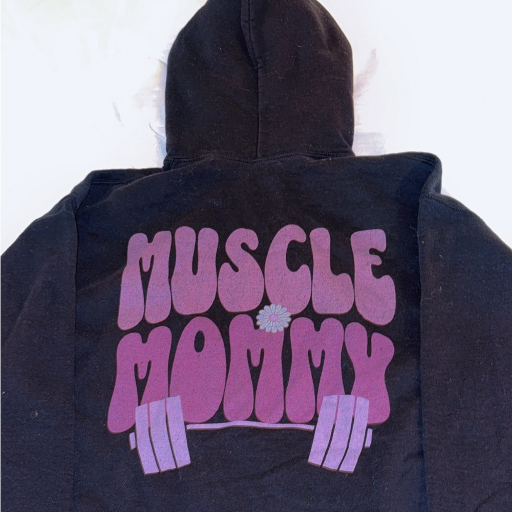 Muscle Mommy Black and Purple Hoodie